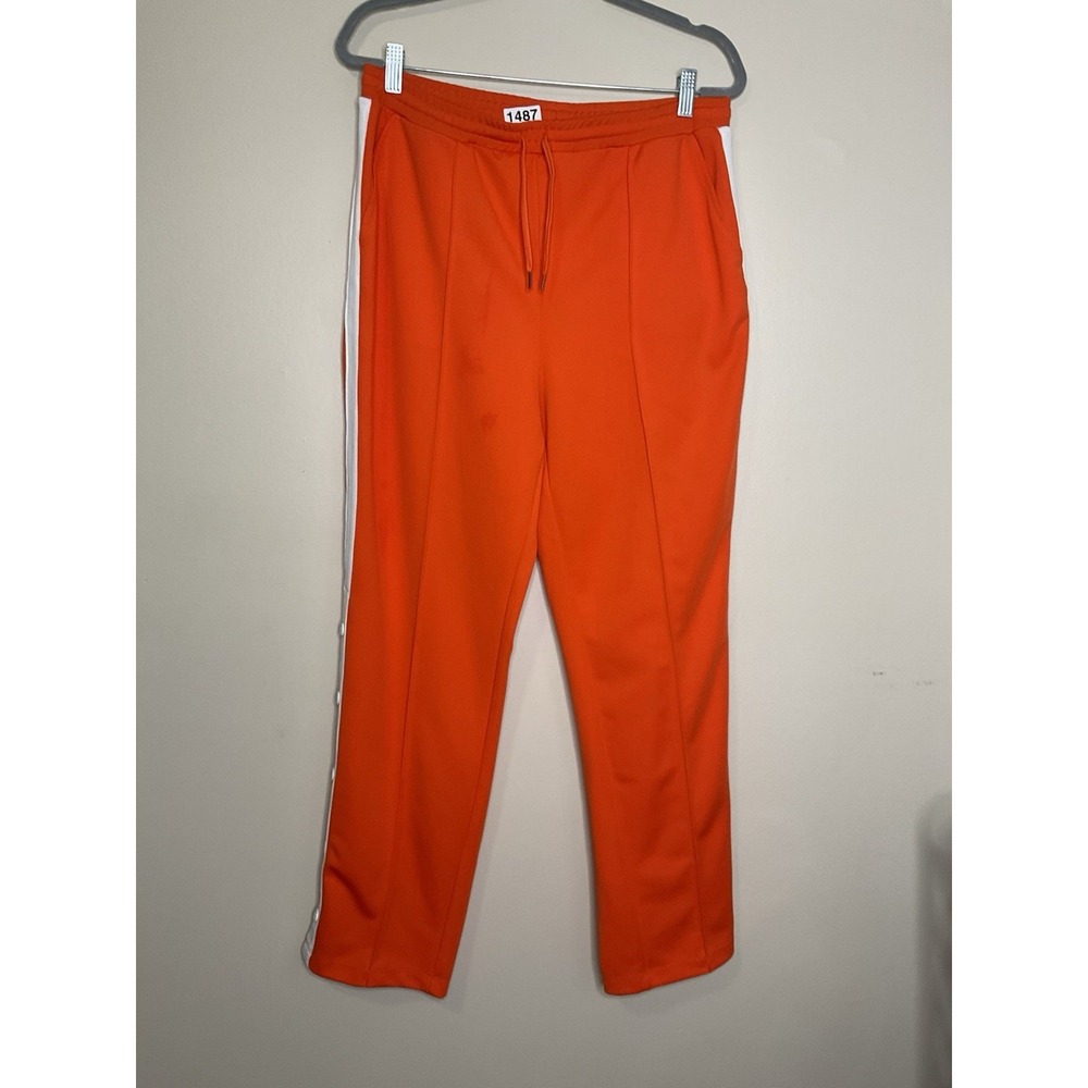 Hunter Sweatpants‎ Mens Large Orange Elastic Waist Drawstring Button Detail